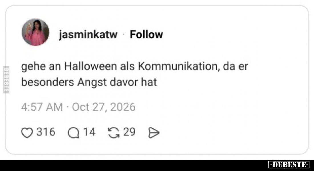 Gehe an Halloween als Kommunikation, da er besonders Angst davor hat
