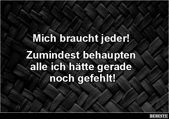 Mich braucht jeder!
Zumindest behaupten
alle ich hätte gerade
noch gefehlt!