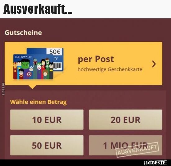 Ausverkauft….. DEBESTE.de