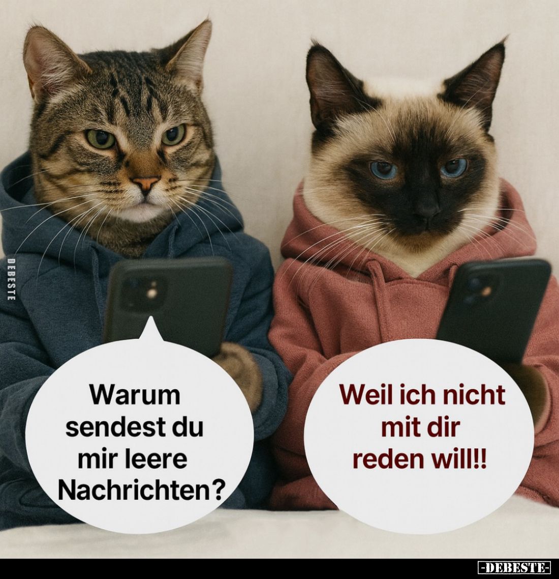 Warum sendest du mir leere Nachrichten? -
Weil ich nicht mit dir reden will!!