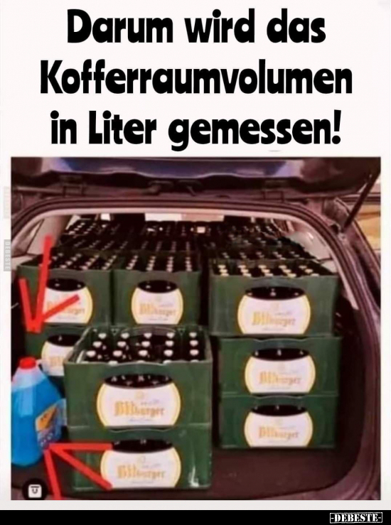 Darum wird das Kofferraumvolumen in Liter gemessen!.. - Lustige Bilder | DEBESTE.de