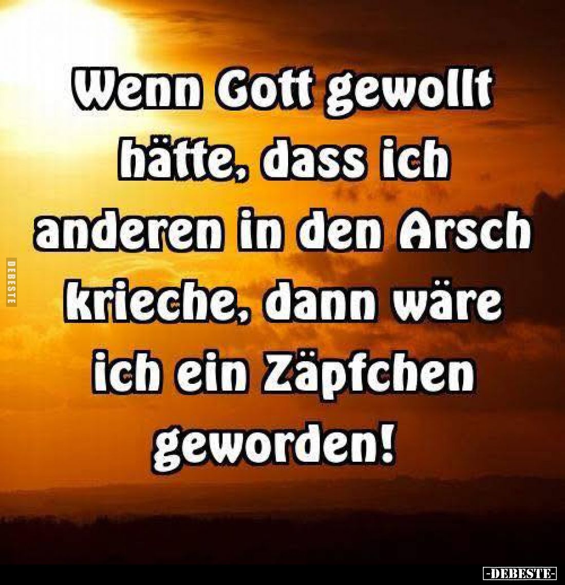 Wenn Gott gewollt hätte, dass ich anderen in den Arsch krieche, dann wäre ich ein Zäpfchen geworden!