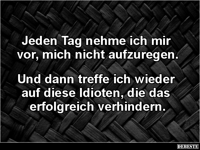 Jeden Tag nehme ich mir vor, mich nicht aufzuregen. - Lustige Bilder | DEBESTE.de