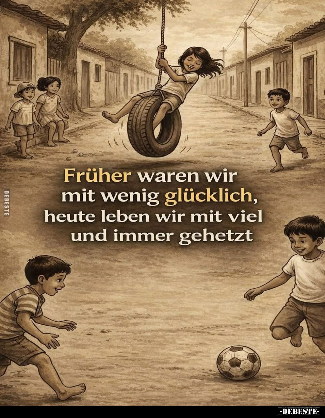 Früher waren wir mit wenig glücklich,
heute leben wir mit viel und immer gehetzt.