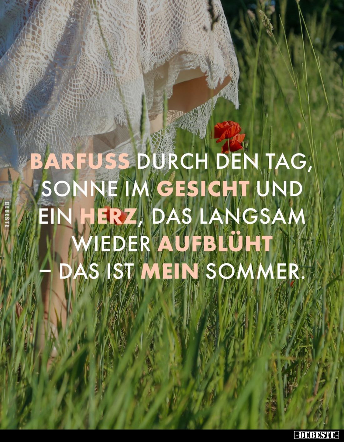 Barfuss durch den Tag, Sonne im Gesicht und ein Herz, das langsam wieder aufblüht das ist mein Sommer.