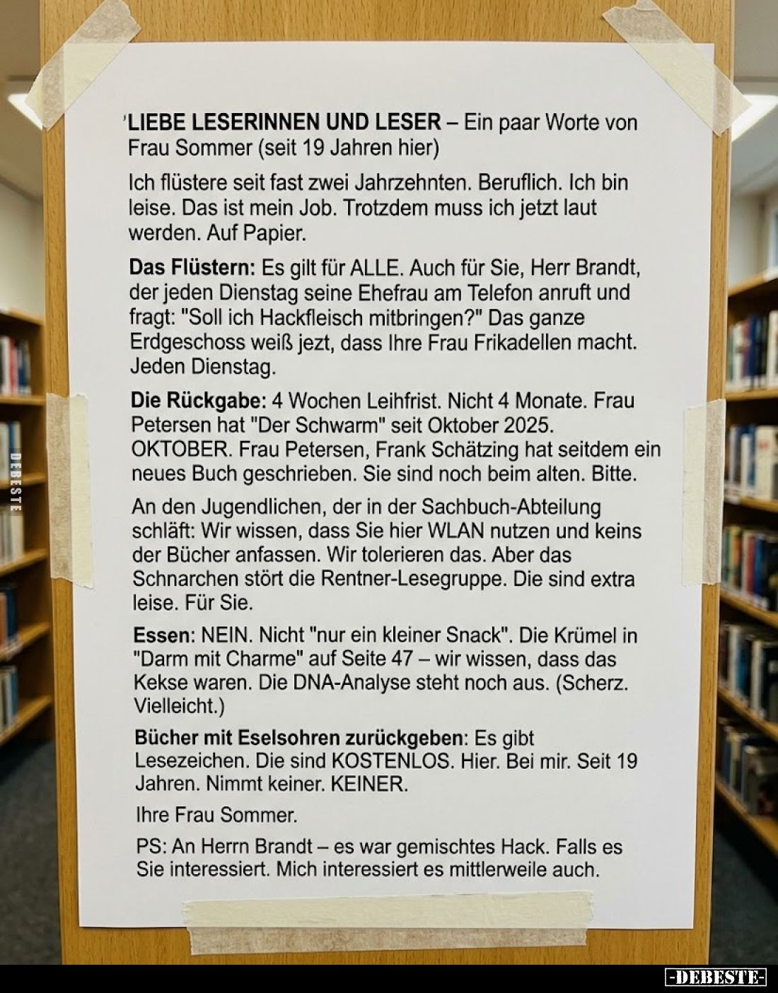 Liebe Leserinnen und Leser - Ein paar Worte von Frau Sommer.. - Lustige Bilder | DEBESTE.de