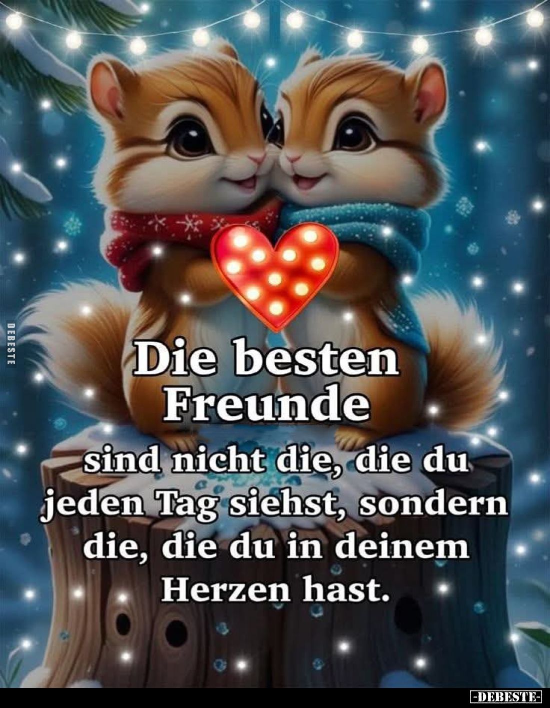 Die besten Freunde
sind nicht die, die du jeden Tag siehst, sondern die, die du in deinem Herzen hast.