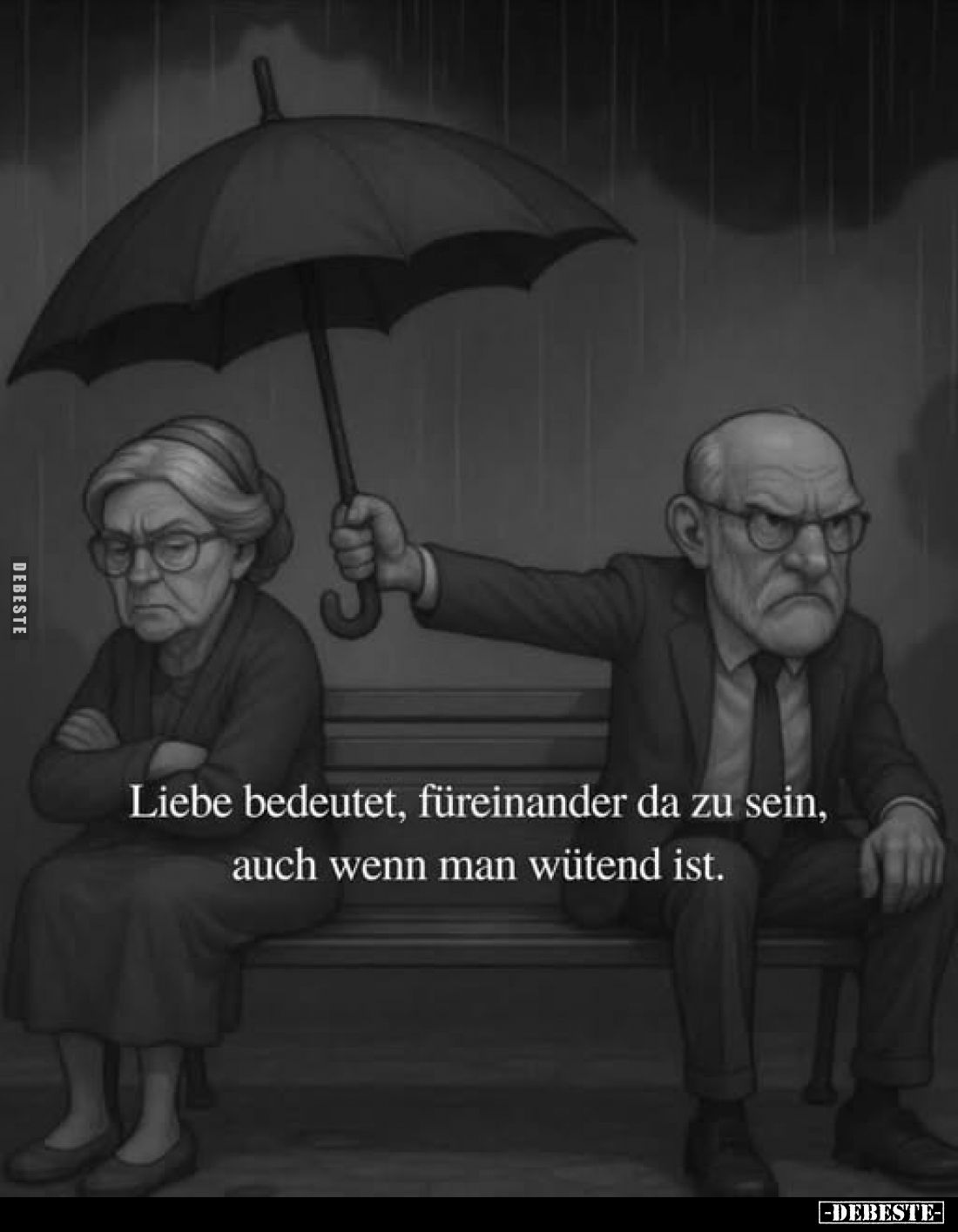 Liebe bedeutet, füreinander da zu sein, auch wenn man wütend ist.