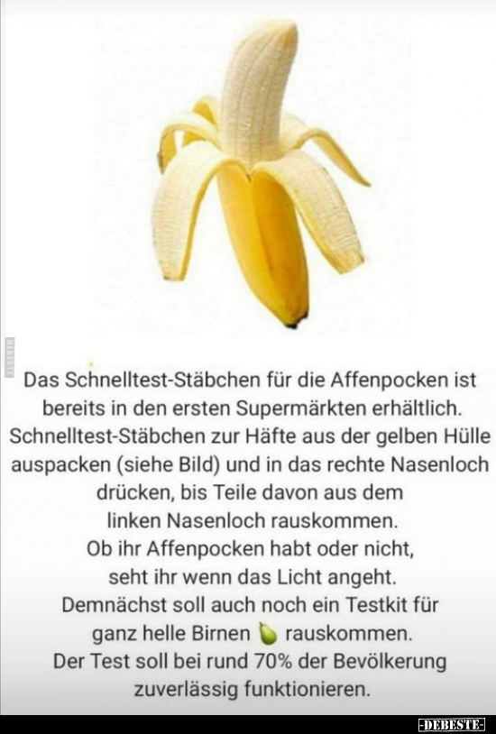 Das Schnelltest-Stäbchen für die Affenpocken ist bereits in.. - Lustige Bilder | DEBESTE.de