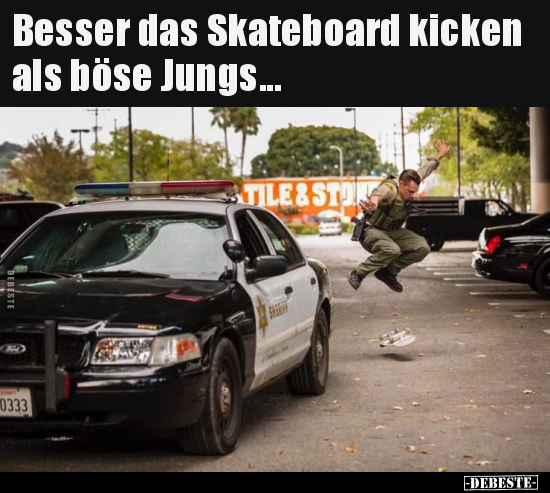Besser das Skateboard kicken als böse Jungs... - Lustige Bilder | DEBESTE.de