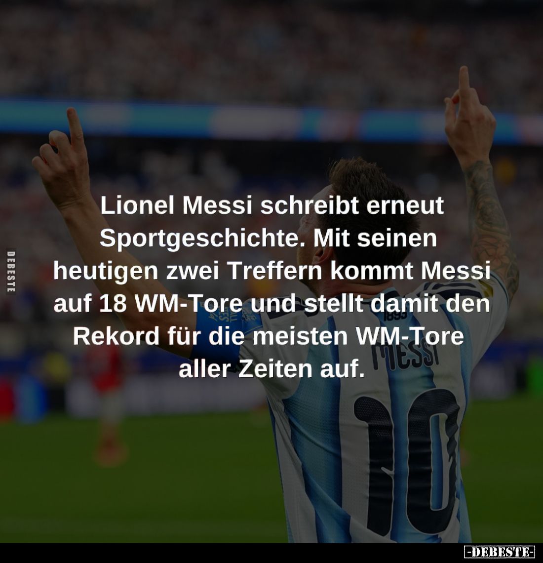 Lionel Messi schreibt erneut Sportgeschichte. Mit seinen heutigen zwei Treffern kommt Messi auf 18 WM-Tore und stellt damit d...