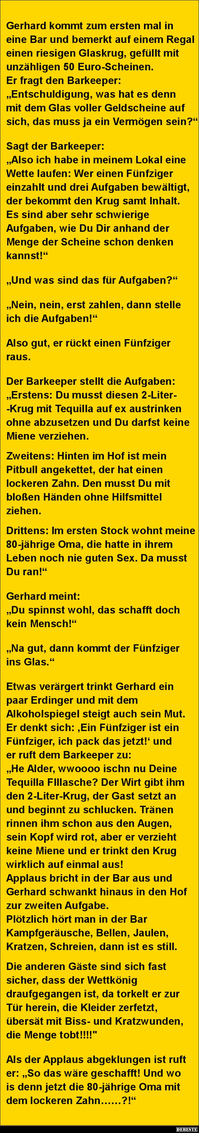 Gerhard kommt zum ersten mal in eine Bar und bemerkt.. - Lustige Bilder | DEBESTE.de