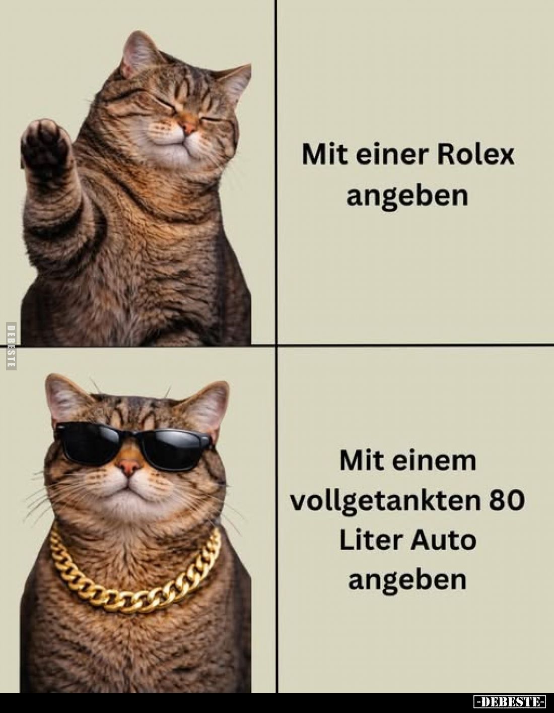 Mit einer Rolex angeben / Mit einem vollgetankten 80 Liter angeben.. - Lustige Bilder | DEBESTE.de