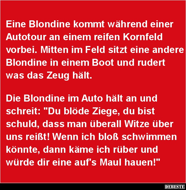 Eine Blondine kommt während einer Autotour an einem reifen.. - Lustige Bilder | DEBESTE.de