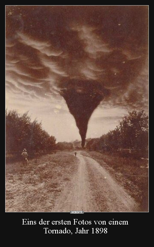 Eins der ersten Fotos von einem Tornado, Jahr 1898..