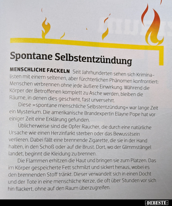 Spontane Selbstentzündung..