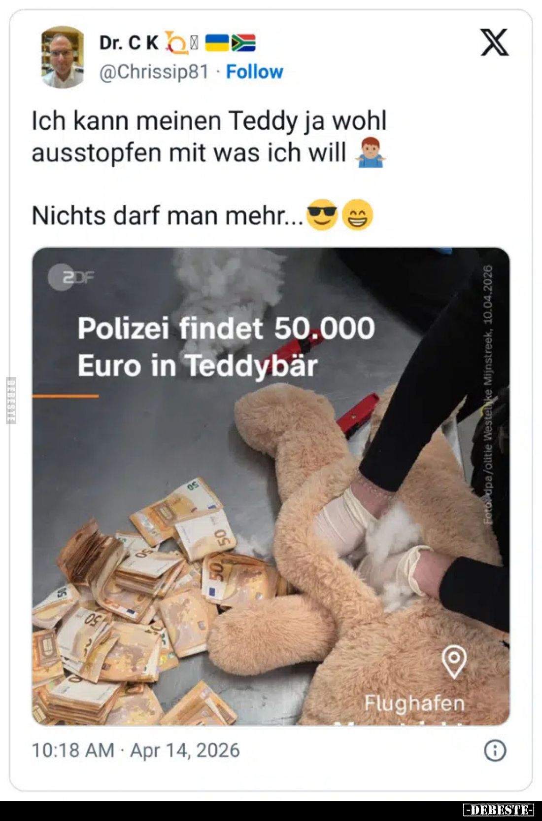 Ich kann meinen Teddy ja wohl ausstopfen mit was ich will.

Nichts darf man mehr...