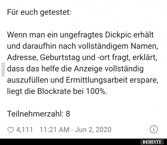 Für euch getestet: Wenn man ein ungefragtes Dickpic..