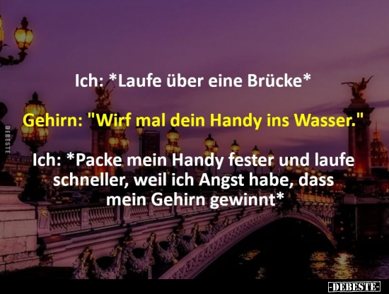Ich: *Laufe über eine Brücke* Gehirn: "Wirf mal dein Handy.." - Lustige Bilder | DEBESTE.de