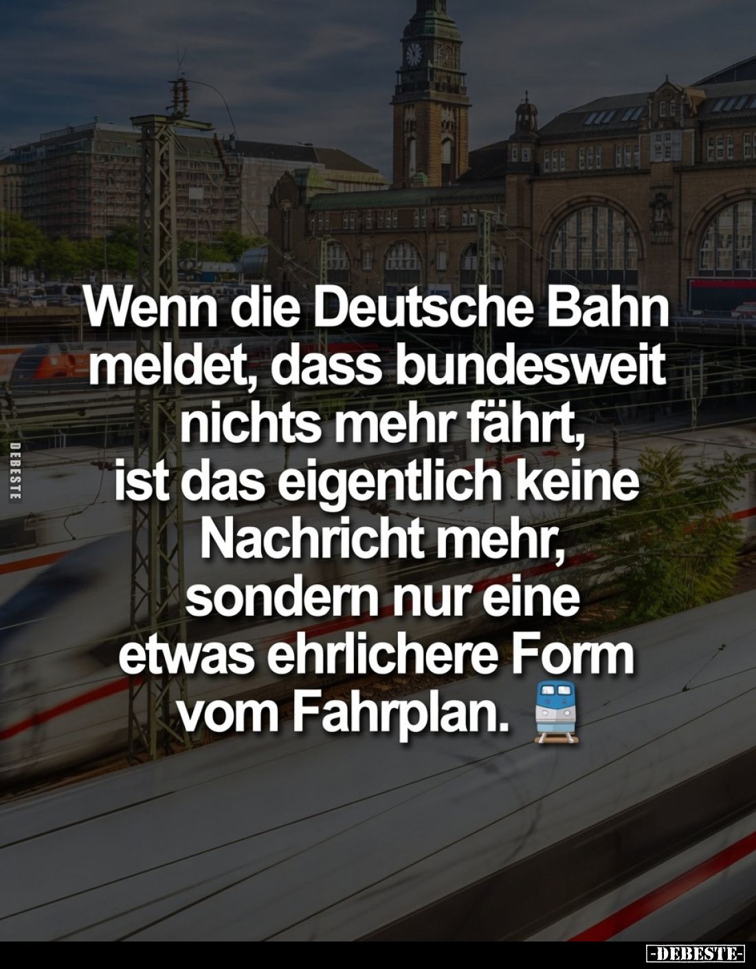 Wenn die Deutsche Bahn meldet, dass bundesweit nichts mehr fährt, ist das eigentlich keine Nachricht mehr, sondern nur eine e...
