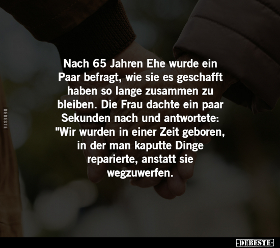 Nach 65 Jahren Ehe wurde ein Paar befragt.. - Lustige Bilder | DEBESTE.de