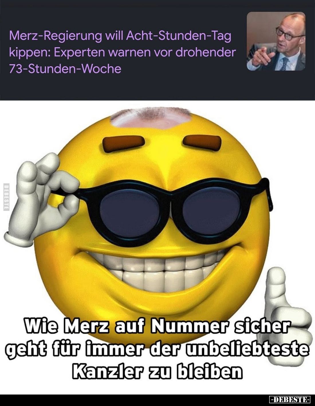 Merz-Regierung will Acht-Stunden-Tag
kippen: Experten warnen vor drohender
73-Stunden-Woche. -
Wie Merz auf Nummer sicher ...