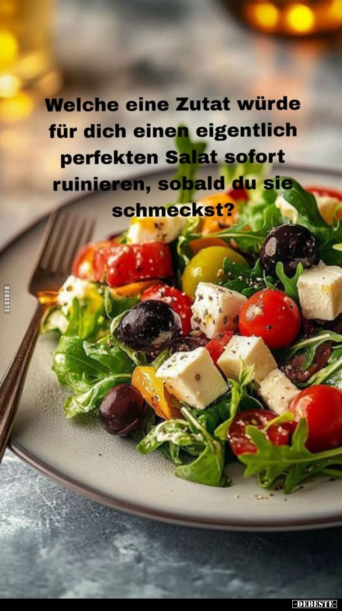 Welche eine Zutat würde für dich einen eigentlich perfekten Salat sofort ruinieren, sobald du sie schmeckst?