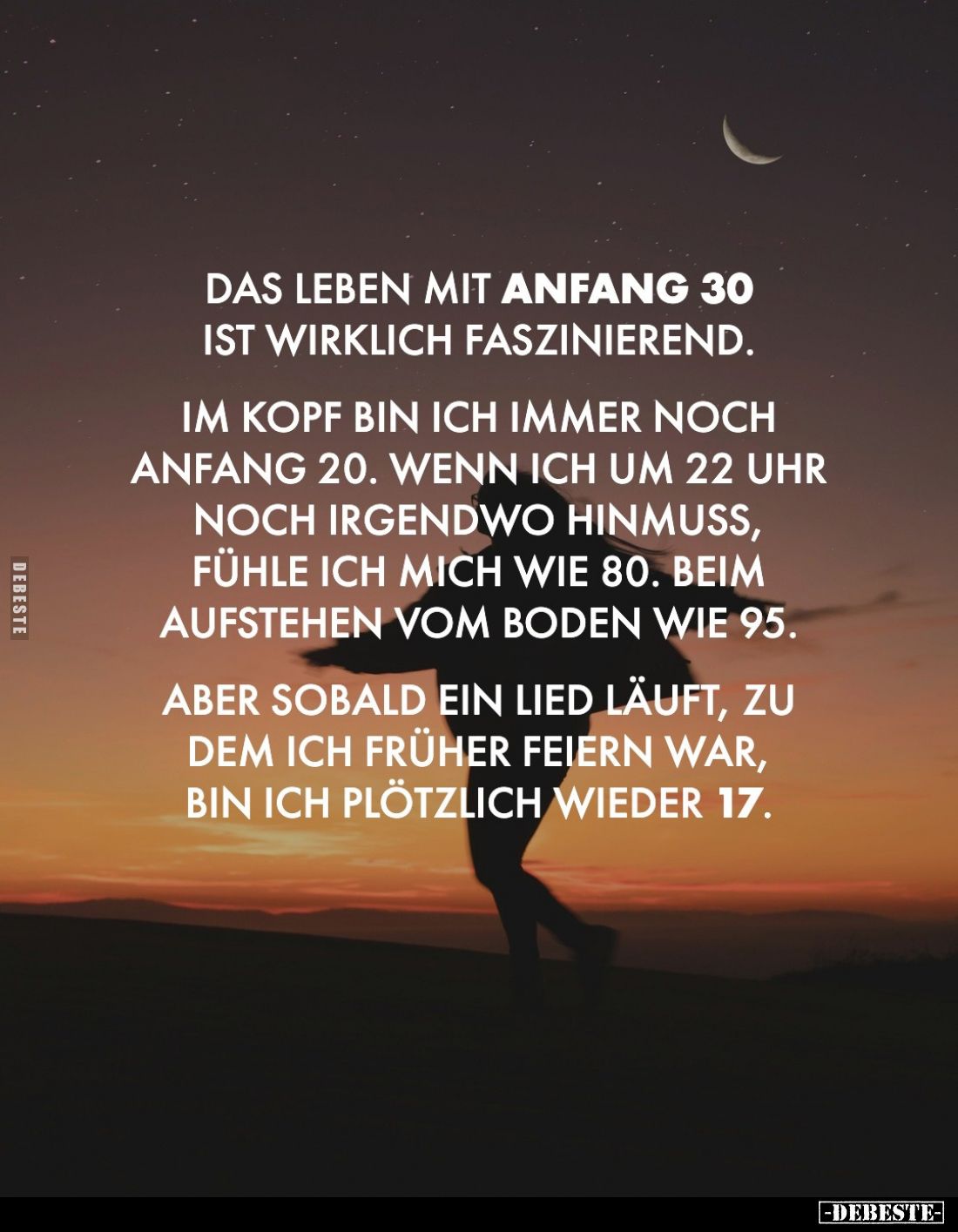 Das Leben mit Anfang 30 ist wirklich faszinierend.
Im Kopf bin ich immer noch Anfang 20. wenn ich um 22 Uhr noch irgendwo hi...