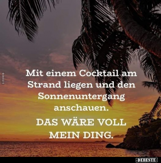 Mit einem Cocktail am Strand liegen und den Sonnenuntergang.. - Lustige Bilder | DEBESTE.de