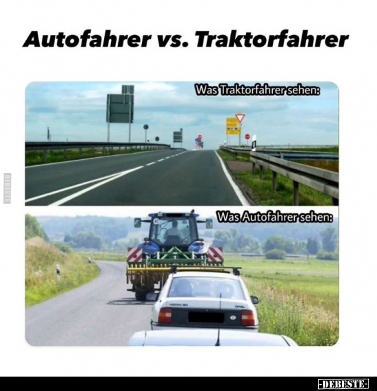 Autofahrer vs. Traktorfahrer.. - Lustige Bilder | DEBESTE.de