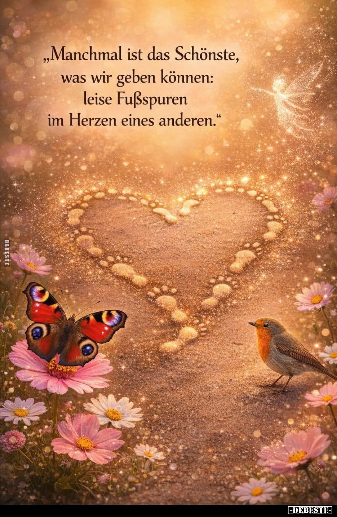 Manchmal ist das Schönste, was wir geben können: leise Fußspuren im Herzen eines anderen.