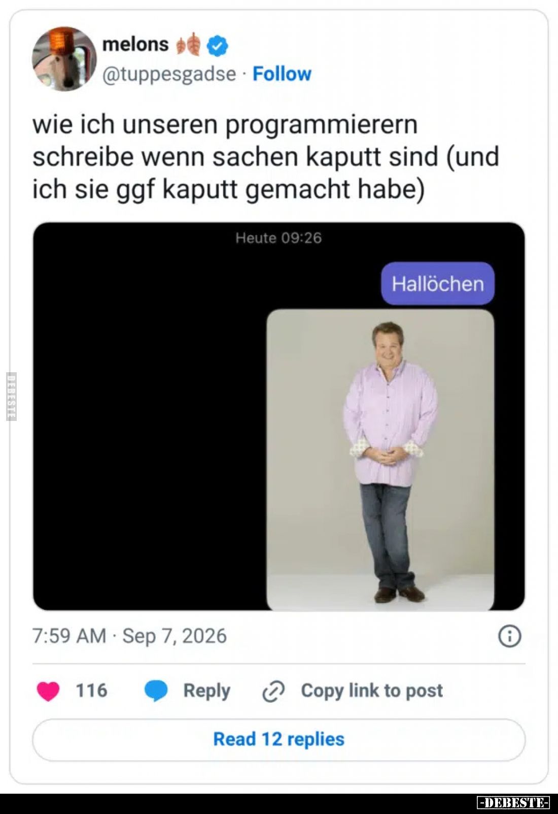 wie ich unseren programmierern schreibe wenn sachen kaputt sind (und ich sie ggf kaputt gemacht habe)