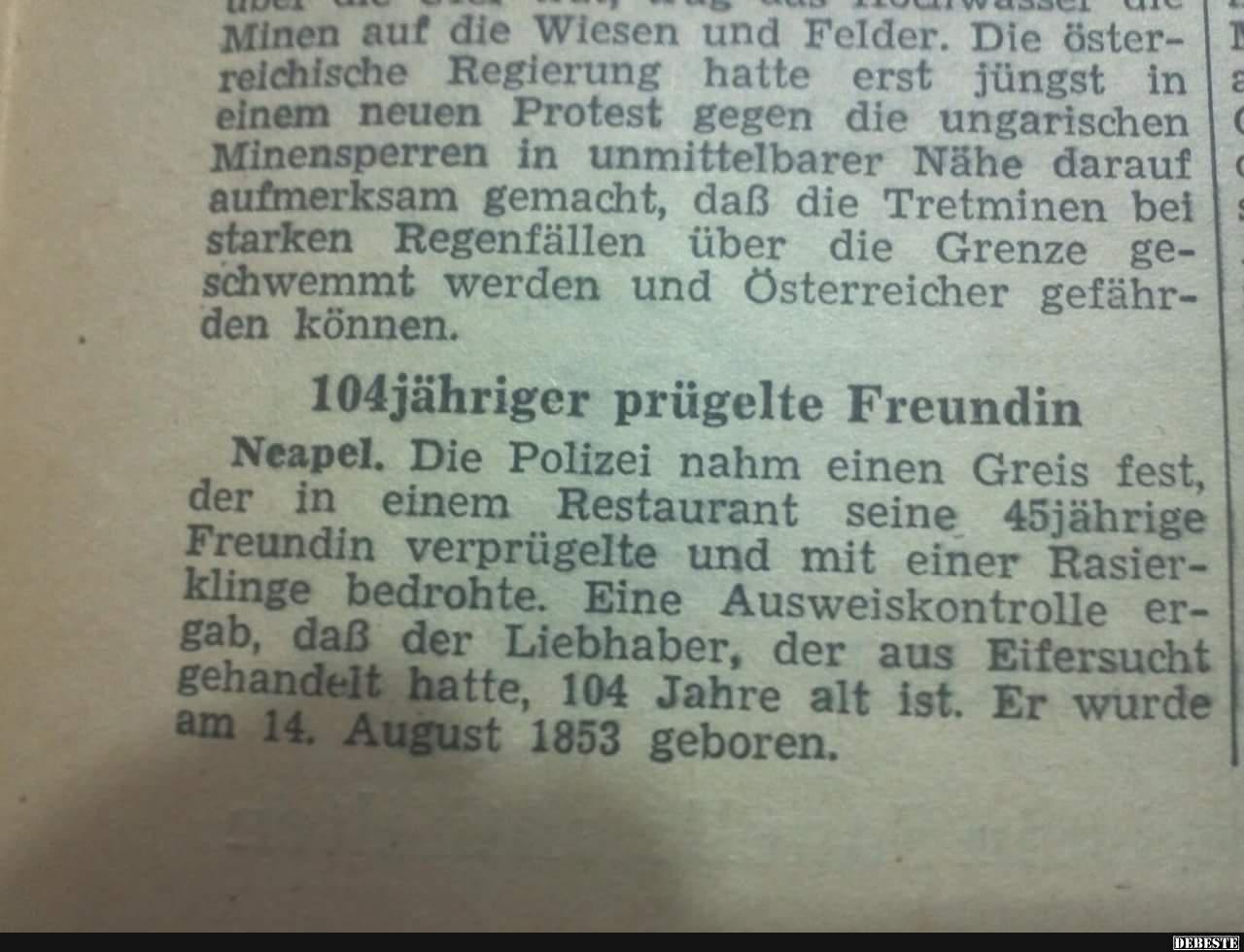 104jähriger prügelte Freundin..