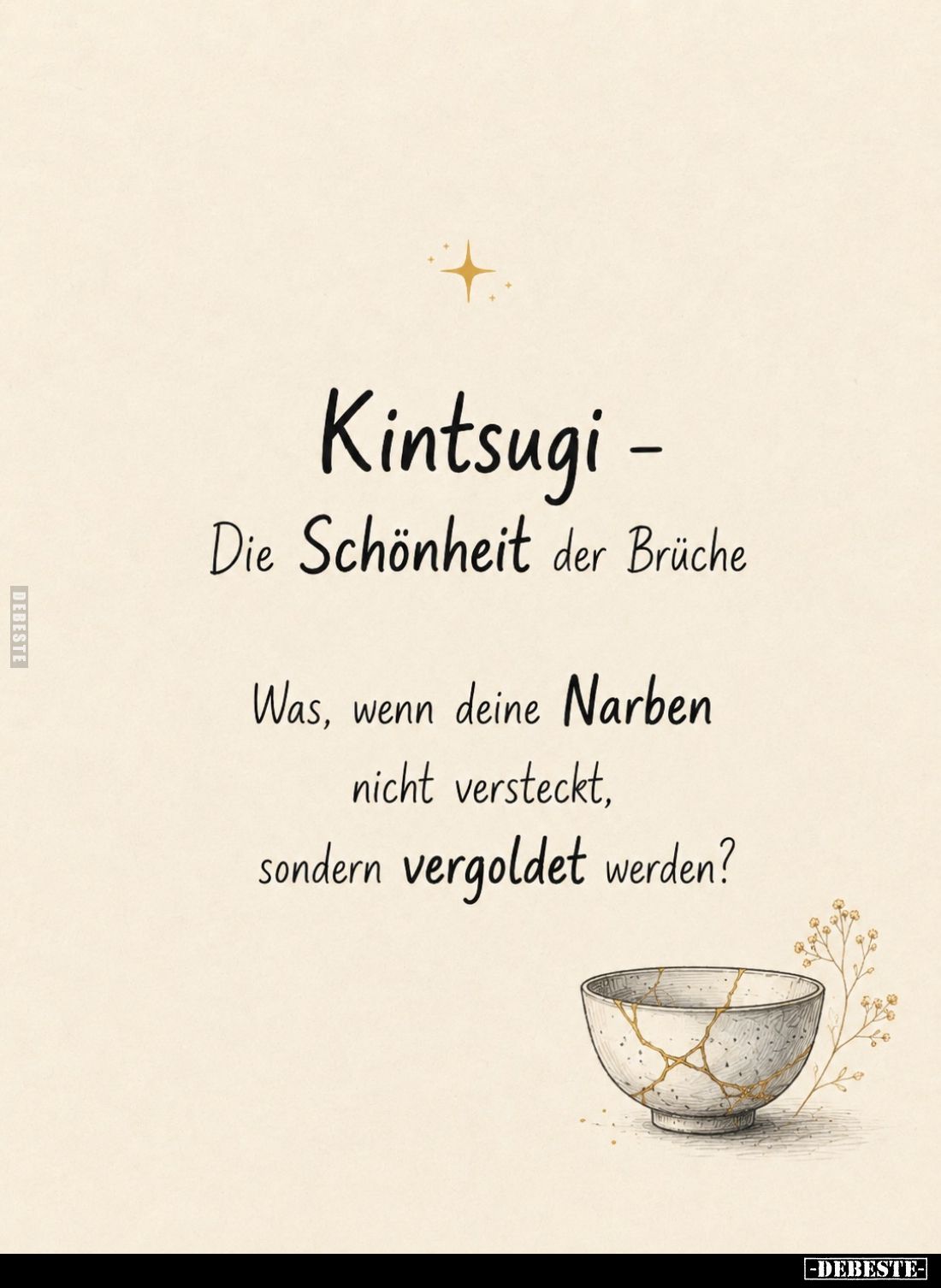 Kintsugi - Die Schönheit der Brüche.
Was, wenn deine Narben nicht versteckt, sondern vergoldet werden?