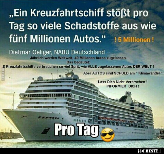 Ein Kreuzfahrtschiff stößt pro Tag so viele Schadstoffe aus.. - Lustige Bilder | DEBESTE.de