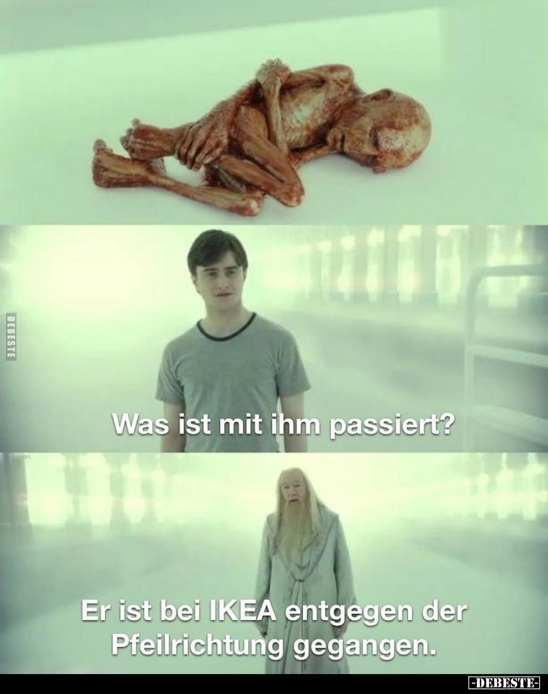 Was ist mit ihm passiert?
Er ist bei IKEA entgegen der Pfeilrichtung gegangen.