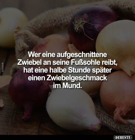 Wer eine aufgeschnittene Zwiebel an seine Fußsohle reibt.. - Lustige Bilder | DEBESTE.de