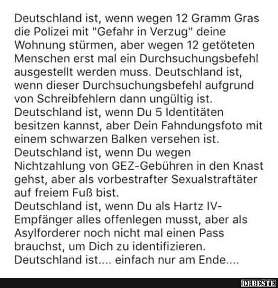 Deutschland ist, wenn wegen 12 Gramm Gras  die Polizei.. - Lustige Bilder | DEBESTE.de
