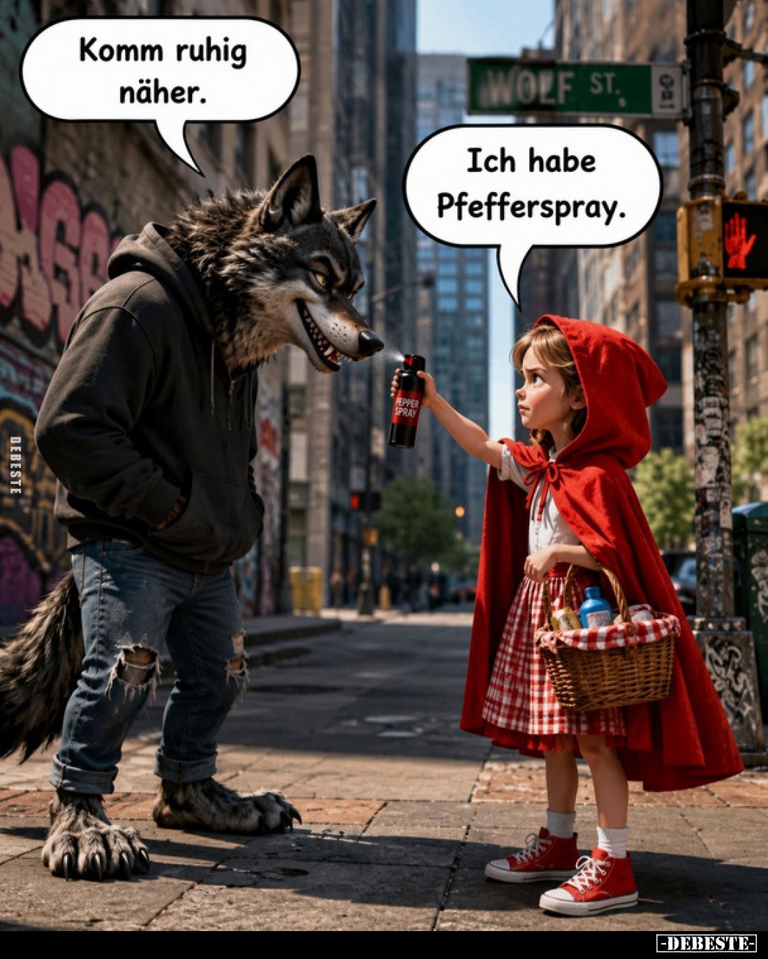Komm ruhig näher.

Ich habe Pfefferspray.
