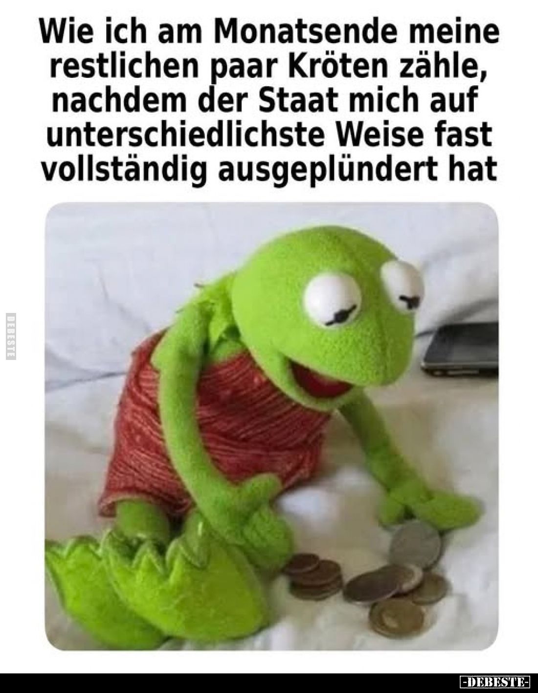 Wie ich am Monatsende meine restlichen paar Kröten zähle, nachdem der Staat mich auf unterschiedlichste Weise fast vollständi...