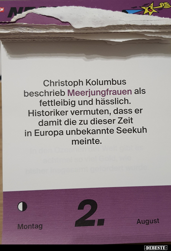Christoph Kolumbus beschrieb Meerjungfrauen als fettleibig.. - Lustige Bilder | DEBESTE.de