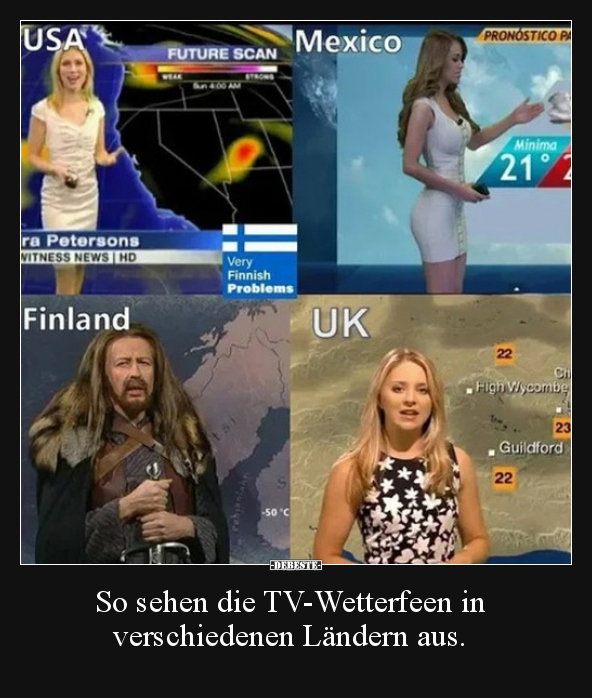 So sehen die TV-Wetterfeen in verschiedenen Ländern aus... - Lustige Bilder | DEBESTE.de