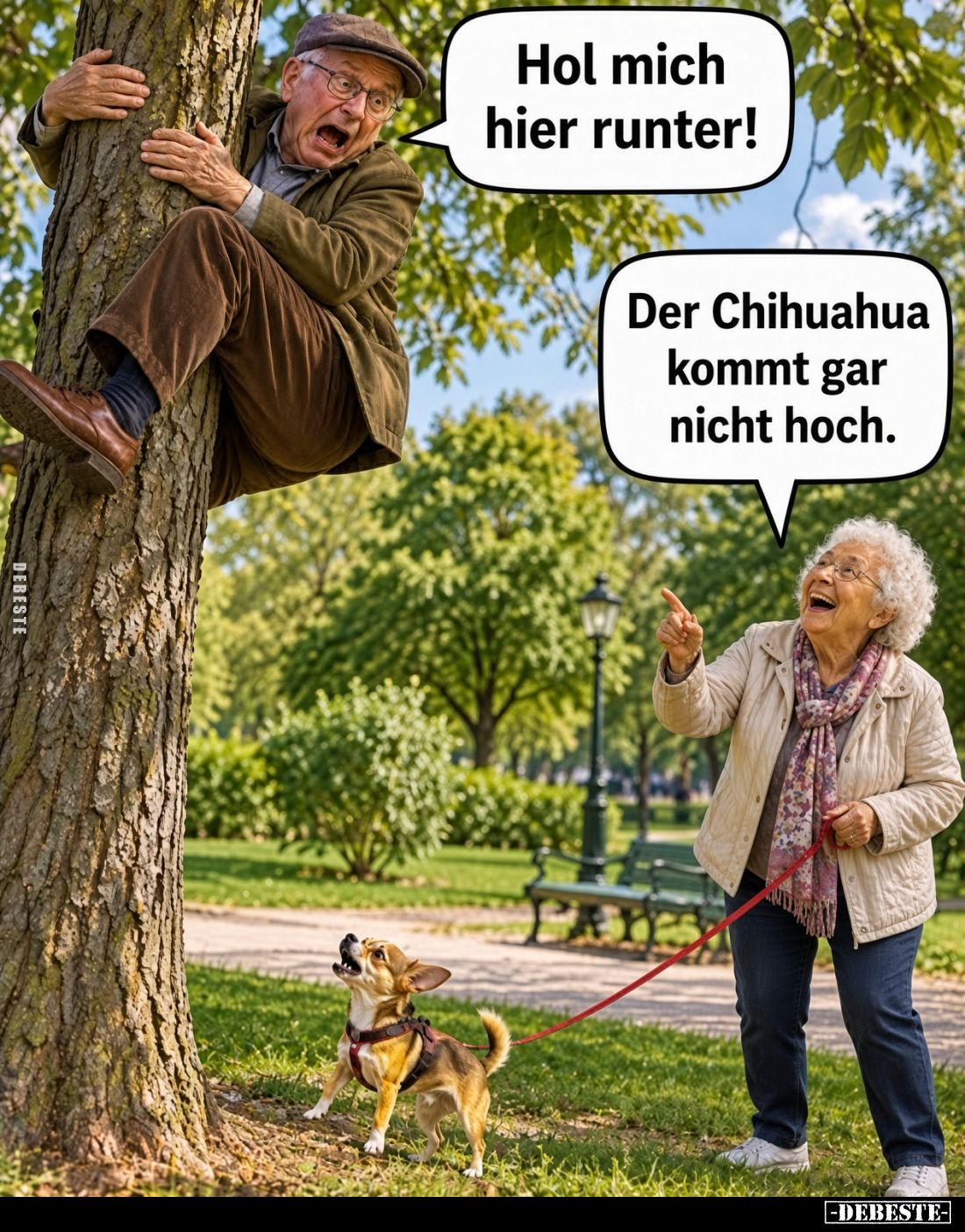 Hol mich hier runter! Der Chihuahua kommt gar nicht hoch.. - Lustige Bilder | DEBESTE.de