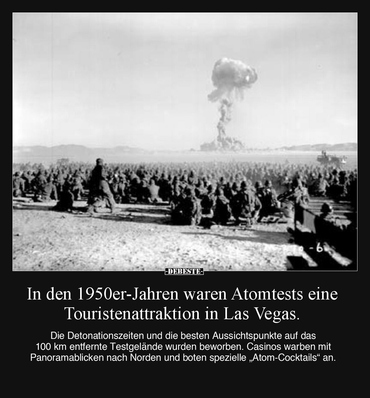 In den 1950er-Jahren waren Atomtests eine Touristenattraktion in Las Vegas. Die Detonationszeiten und die besten Aussichtspun...