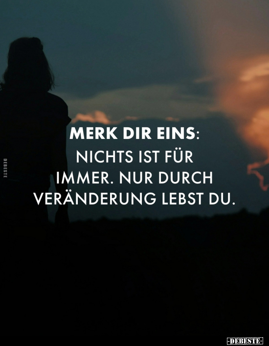 Merk dir eins: Nichts ist für immer. Nur durch Veränderung lebst du.