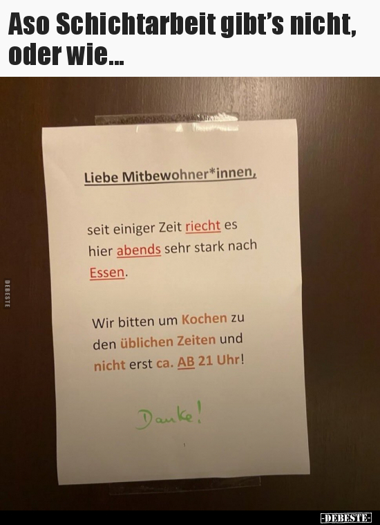 Aso Schichtarbeit gibt’s nicht, oder wie... - Lustige Bilder | DEBESTE.de