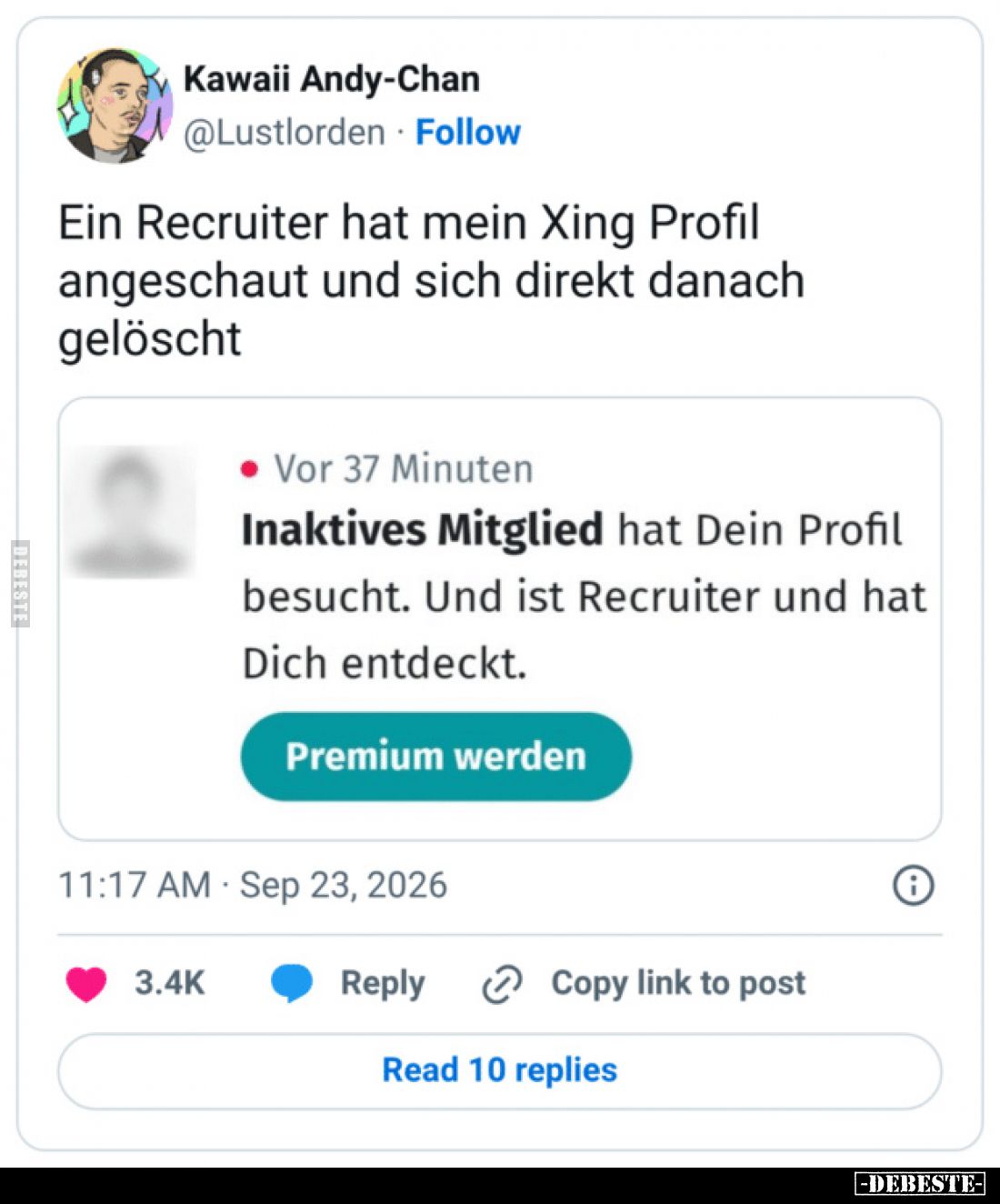 Ein Recruiter hat mein Xing Profil angeschaut und sich direkt danach gelöscht