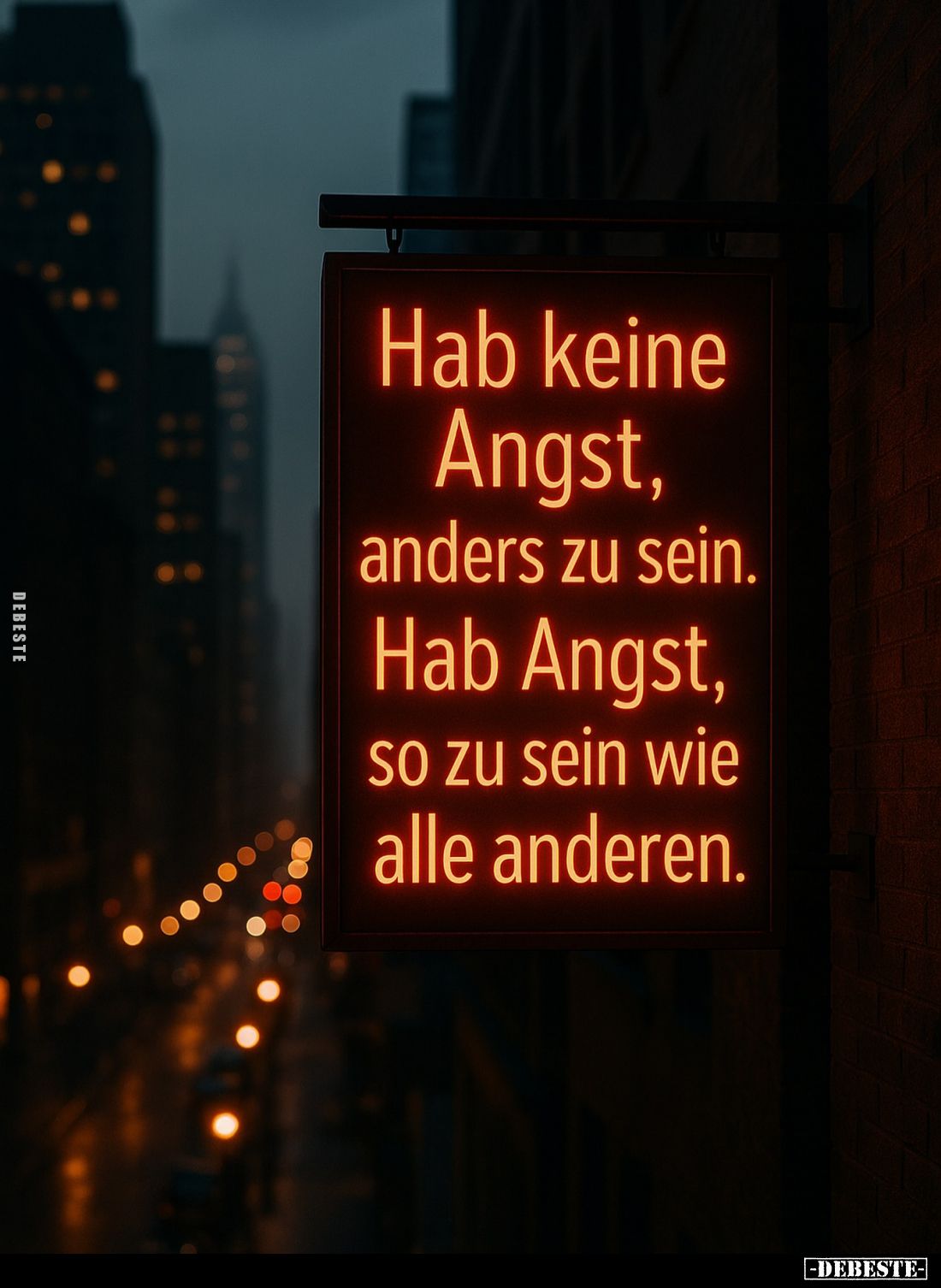 Hab keine Angst, anders zu sein.
Hab Angst, so zu sein wie alle anderen.