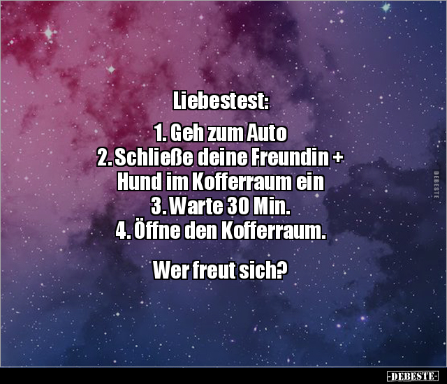 Liebestest: 1. Geh zum Auto 2. Schließe deine Freundin.. - Lustige Bilder | DEBESTE.de