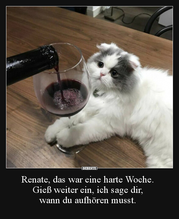 Renate, das war eine harte Woche. Gieß weiter ein, ich sage dir, wann du aufhören musst.